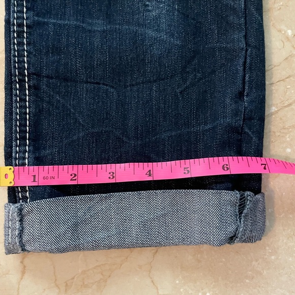 ZCo Women's Distressed Dark Blue Cropped Jeans with embellished back pockets - Picture 8 of 11